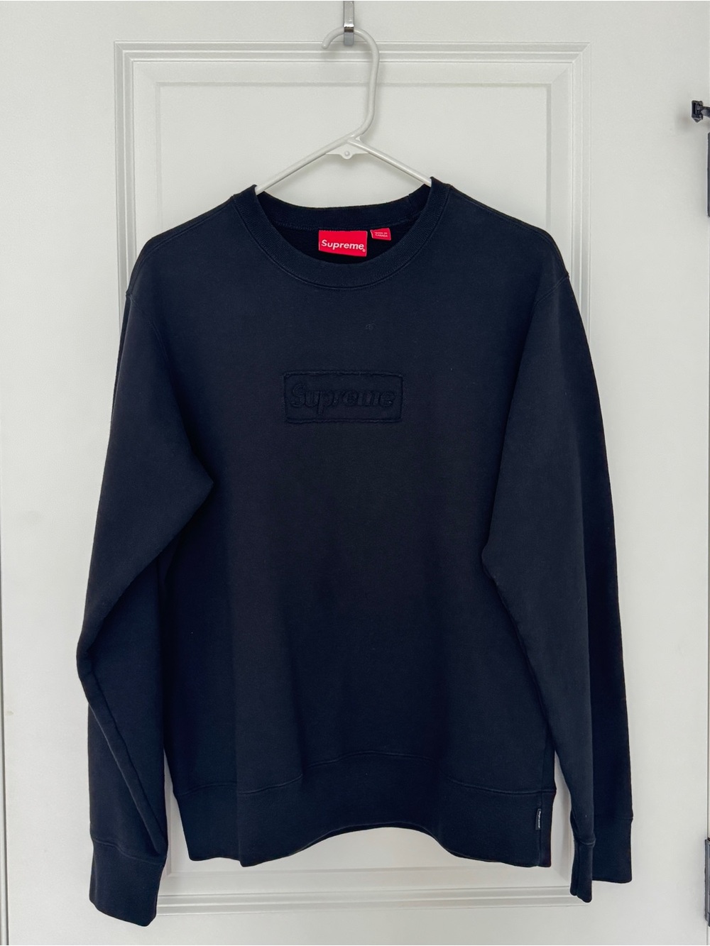 Supreme Cutout Box Logo Crewneck Sweater Black size S